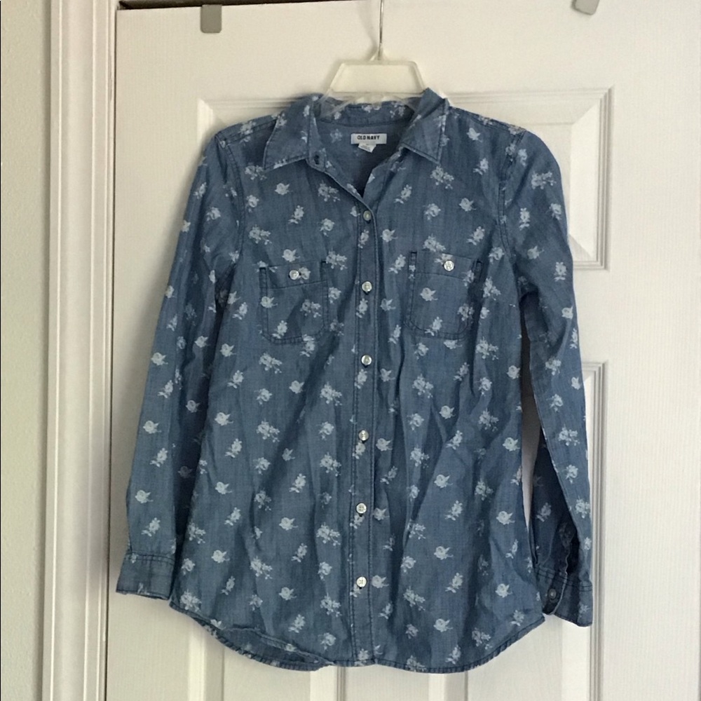Old navy floral jean top size xs